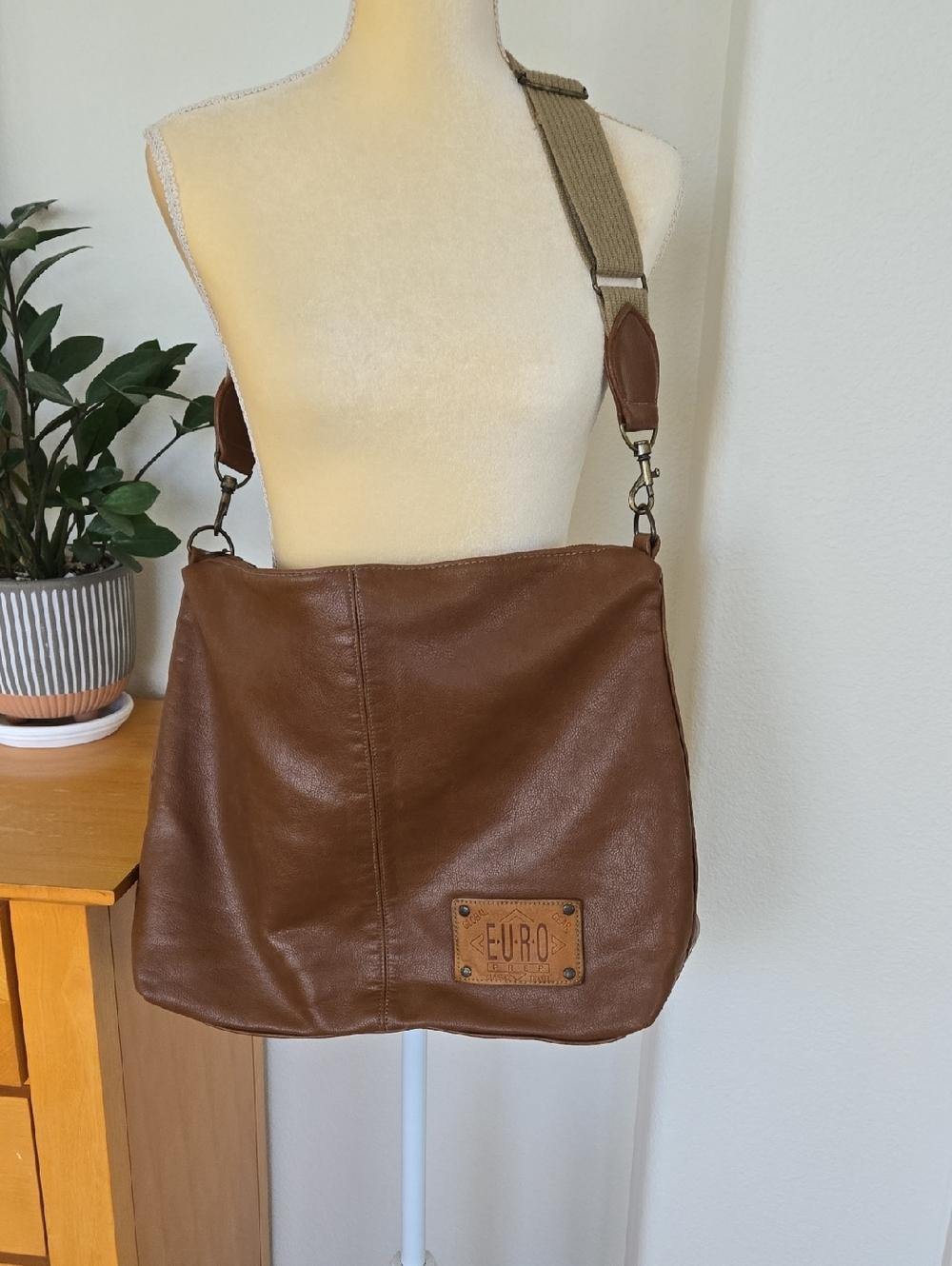 EURO PREP Brown Leather-Style Crossbody Bag